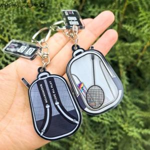 WP💓💛💖 Creative Mini 3D Badminton Racket Balls Charms Keychains Sport Souvenir Bag Keyrings Car Trinket Accessories Key Holder Gift