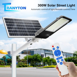300W Solar Street Light Outdoor Waterproof IP65 with Remote Control Solar Panel Kit Auto On/Off No Electricity Bill High Brightness LED Lamp for Garden Yard Garage Patio Street Road Safe Security Light
