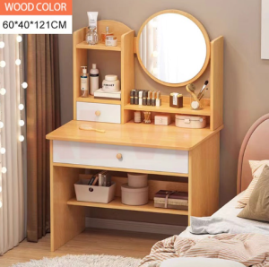 HEKEY Dressing Table Modern Vanity Table Household Make Up Desk Dressing Desk Integrated Storage Cabinet With LED Mirror