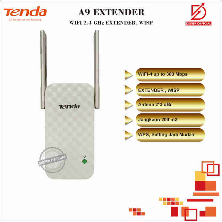 Tenda A9 Router Range Extender Repeater 300 Mbps Wifi Wireless