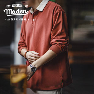 Maden Thương Hiệu Bảo Hộ Lao Động Phong Cách Quý Ông Trưởng Thành Người Đàn Ông Thanh Niên 2025 Mùa Xuân Mới Mỹ Dệt Kim Retro Tương Hòa Polo Áo phong cách Đại Học Lỏng Lẻo cổ áo tay áo dài