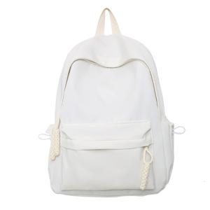Durable Solid Color School Bag for Teens Nylon Laptop Backpack with Convenient Storage Rucksack