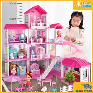 BabyBoss Premium Luxury Large Doll House Princess House Villa Castle Bungalow Pretend Play Rumah Mainan GELISI