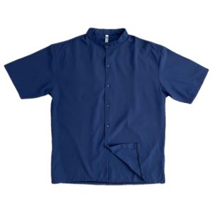 Chinese collar Drape Plain Casual Tops Fashion Slits on both sides Short sleeves Shirts