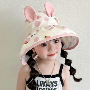 AODUOYAYA Kids Rabbit Sun Hat UV Protection Bucket Hat for Kids Summer Outdoor Sunscreen Cap with Cute Ears
