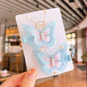 Zy Fashion 2pcs/set Stereoscopic Butterfly Hair Clip for Kids Korean Style Fresh Side Clip Fashion Girl Hairpin Hair Accessories