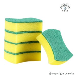 Miếng Cọ Rửa Chén Bát Xanh Vàng Miếng Bọt Biển Cọ Rửa Xoong Nồi Tiện Dụng Soika SK-A05