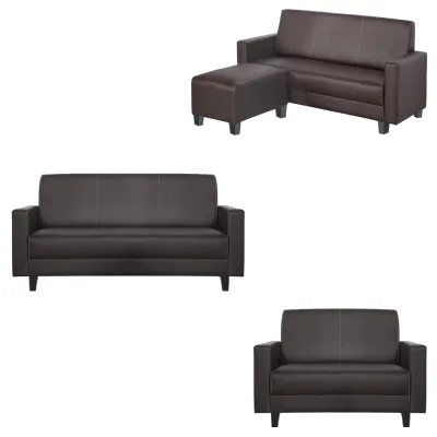 FurnitureMartSG Dorcas Fabric/ Leather 2 3 Seater Sofa Set + Ottoman w/ Pet-Friendly Option
