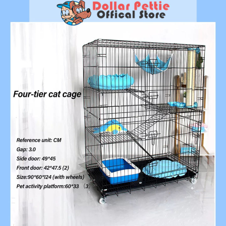 4 Layer Large Pet Cage Cat Dog Pet Cage Easy Assemble Foldable Lazada PH