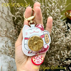 Móc Khóa Mèo Thần Tài May Mắn Tài Lộc 2023 đính phụ kiện đẹp mắt dễ thương
