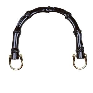 Sang trọng túi xách màu đen xử lý với giả tre thiết kế và khóa kim loại cho Diy Ví Quai túi thay thế