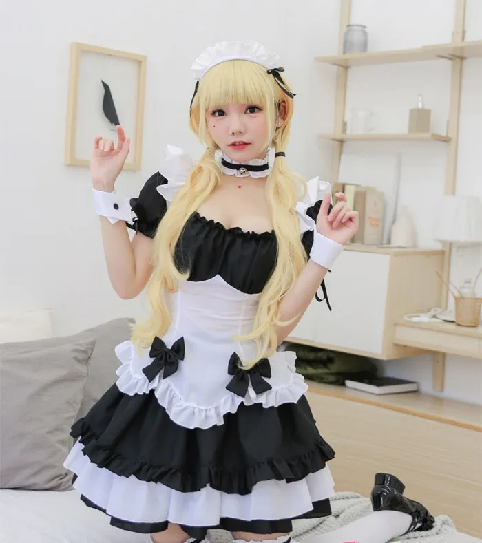 Halloween Maid Lolita Dress Outfit Anime Cosplay Uniform Waitress