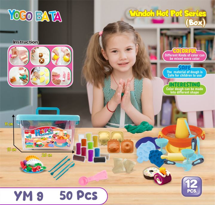 [YM8 YM9] Mainan Anak Set Mesin Cetakan Dimsum Hot Pot Lilin DIY  Sushi and Hotpot Machine Colour Clay Win Doh Sundae Play Set BUT