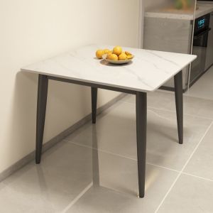 Square Sintered Stone Dining Table & Chairs Set Minimalist Compact Design for Small Space Home