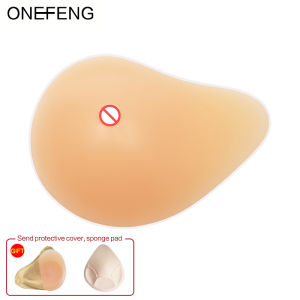 ONEFENG 150-600g Silicone Fake Breast Form Mastectomy Breast Cancer Woman Artificial Boob False Chest Soft Prosthesis（One Piece)
