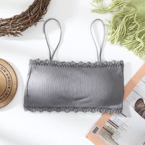 Áo bra 2 dây thun tăm phối ren mút mỏng áo bra gân tăm móc cài sau - BRA636