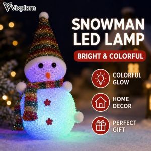 Christmas Snowman Led Night Light Colorful Crystal Hanging Decor For Xmas Tree Home Party Random Color Gift