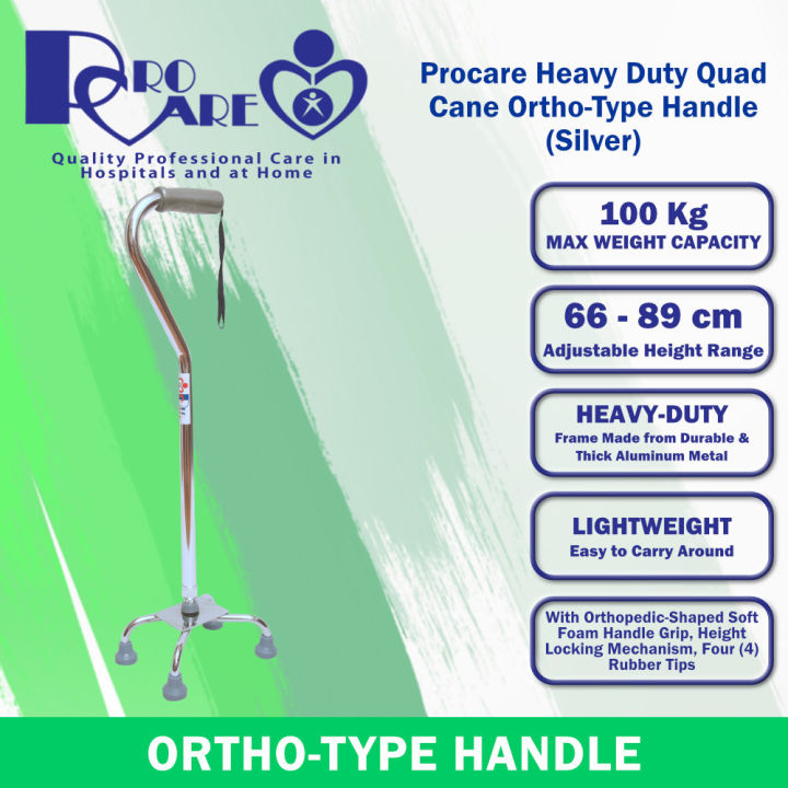 Procare Aluminum Quad Cane Tungkod with 4 Anti-Slip Rubber Tips ...