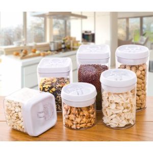 Airtight Lid Lock Square Canister Food Container Food Storage | Bekas Simpan Makanan Kedap Udara | 厨房密封罐透明收纳罐带盖易扣罐方形