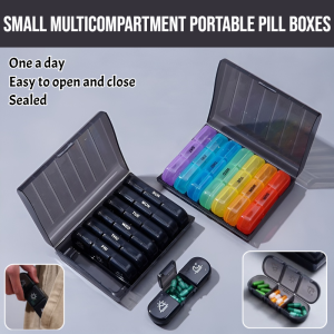 Small Multicompartment Portable Pill Boxes Compartment Sealed Mini Pill Box Travel Pill Case Carrying Classified Seven Days Medicine Boxes