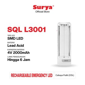 Surya Lampu Emergency SQL L3001 Light LED 30 SMD Rechargeable Tahan 6 Jam
