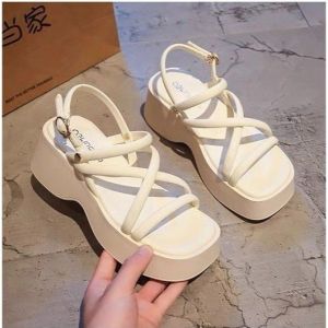 Sandal nữ dây mảnh đế cao 6cm giày sandal nữ quai hậu hở ngón siêu xinh