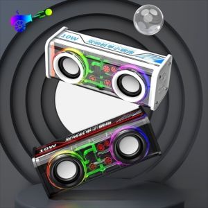 VERMILL Transparent Mecha Speakers Light Effect Mini Size Wireless Speakers  RGB Light Loudspeaker Bluetooth 5.0 Speakers