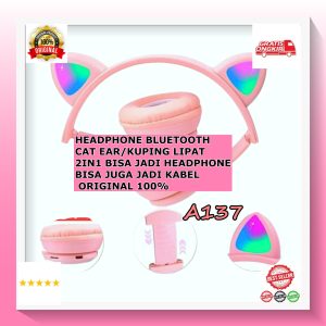 A137 HEADPHONE BLUETOOTH LIPAT 2IN1 HEADPHONE BLUETOOTH CAT EAR KUPING BISA JADI pakai KABEL JUGA BLUETOT BLUTUT BLUETOOT WIRELESS WIRELES HEADSET HANDSFREE HEADPHONES STEREO LIPAT 2IN1 lampu BISA JADI KABEL JUGA Konektivitasheadset Bluetooth game belajar