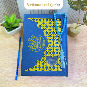 Al-Quran Waqaf Ukuran A5 Quran 3D Timbul Kawung Gold Love Motif Batik Isi Blok Latin Terjemahan