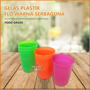 (ISI 12pcs) GELAS FLO - Gelas Plastik Lusinan / Mug Cangkir Aesthetic