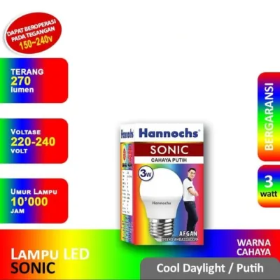HANNOCHS Lampu LED Bulb Sonic 3W 5W 7W 9W 12W 15W 20W 25W 30W 40W 50W - Cahaya Putih