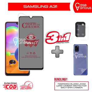 Tempered Glass Samsung A31 Anti Gores Spy Matte Privacy Free Camera Lesn dan Skin Carbon