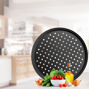 9/10/11/12 inch nướng bánh pizza Pan với lỗ thép carbon không dính nấu bếp