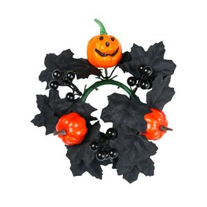 IEFE5 Artificial Halloween Candle Wreath Reusable Gothic Dark Style Candlestick Wreath Exquisite Simulated Maple Leaf Wreath Ornament Festival