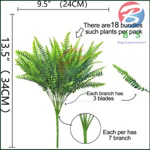 【Ready Stock】Green Artificial Plants Fern Floral Persian Artificial Potted Grass Plastic Leaves Grass Home Decoration