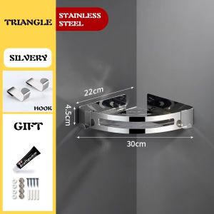 304 Stainless Bathroom Rack Stainless Steel Toilet Rack/Shelf Shampoo Rack Organizer Towel  Bathroom Shelves Corner Shelf Organizer Kitchen Sucker Wall Mounted Storage Corner Rack Bathroom Accessories