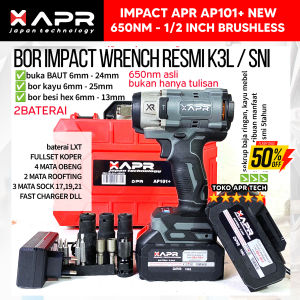 APR Impact Wrench AP101+ 650nm 2 Baterai pembuka baut roda ban motor mobil cvt