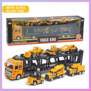 Truck Carry Case & 6pcs Mini Engineering Vehicle Model Car conner Truck Military Kids Car Toys