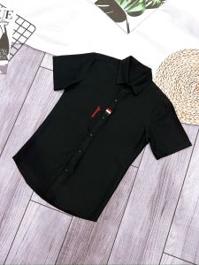 Áo sơ mi nam boy phố tay ngắn vải đũi mềm thoáng mát phối hoạ tiết chữ trẻ trung sang trọng mẫu mới-MILINSHOP