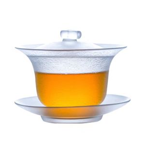 Chén Khải Tiềm bằng Thủy tinh vẽ vàng họa tiết Trúc Cúc Mai Lan (200 ml)