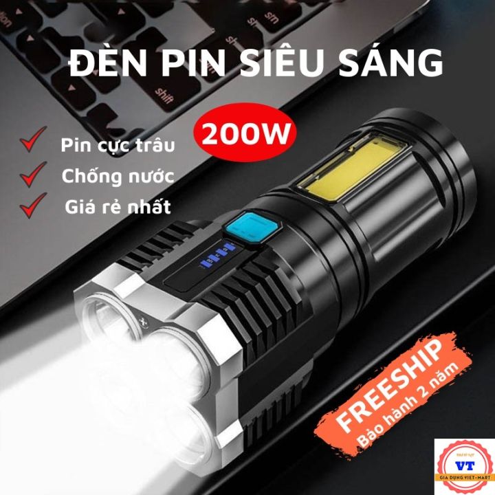 (LOẠI XỊN) Đèn Pin Siêu Sáng Công Suất 10W, Đèn Pin Rọi Điện, Bóng Led ...