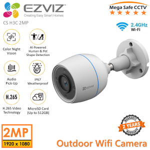 EZVIZ H3c 2MP/ H3c 4MP Outdoor Wi-Fi CCTV Camera Two-Way Audio H265 Color Night Vision Audio Pick-Up AI-Powered Human Shape Detection Motion Detection