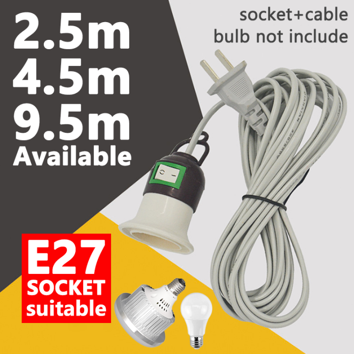 【COD】E27 Lamp Bulb Holder With Switch LED Light Bulb Extension Cord