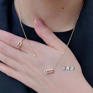 European and American style MeiJia small single diamond sliding plated 18K Thick gold necklace for women Hepburn style high-end sparkling stone pendant