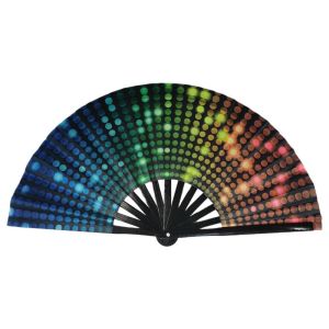 CUBBY Fans with Lights Large Folded Hand Fan Folding Colorful Rainbow Folding Fan Light Up Hand Fan Large Foldable Handheld Rave Fan Decoration