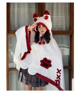 Luna Wonderful Journey Bat Air Conditioning Blanket Coral Fleece Pajamas Women Spring Autumn Winter Shawl Cloak Hooded Nightgown