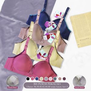 BEE - Bh Wanita Bra Busa Tanpa Kawat Ukuran Besar 36 38 40 42 44 46 PIAOLI PL9038
