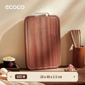 Thớt gỗ mun 2 mặt ECOCO kháng khuẩn cao cấp Thớt gỗ đặc nguyên khối dày 2.5cm chuyên dụng cho nhà bếp chống nấm mốc