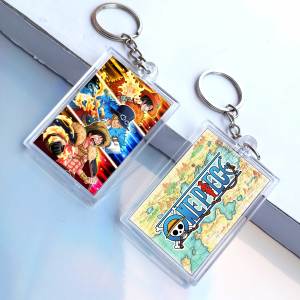 Gantungan kunci Keychain ONE PIECE  Hologram depan Belakang