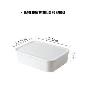 White Plastic Storage Basket with Lid - Home & Office Organizer for Snacks Cosmetics Desktops